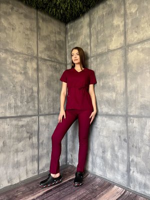 Жіночий медичний костюм Мікато бордо зі штанами Слімс 42 974 фото