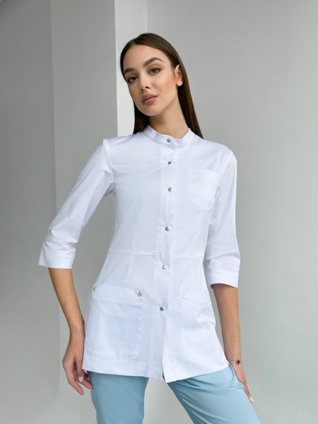 Жіночий медичний костюм Зола білий зі штанами Джоггер-стріт 51910 фото