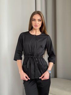 Жіноча медична куртка Луна чорний. Котон 44 17950 фото