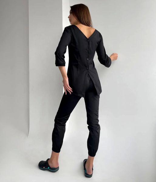 Жіночий медичний костюм Маліка чорний зі штанами Джоггер-стріт 52058-40 фото