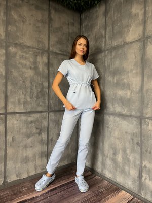 Жіночий медичний костюм Мікато лазур зі штанами Стріт 46 753 фото