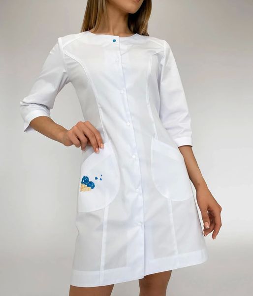 Жіночий медичний халат Канді UA білий. Котон 18470 фото