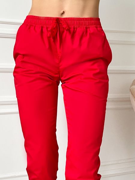 Женские медицинские брюки Джоггер Стрит красные. Коттон 4808 фото