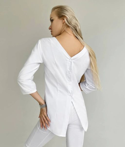 Женская медицинская куртка Малика белая. Коттон 02563 фото