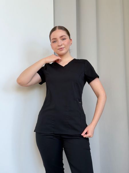 Жіночий медичний костюм Коді чорний з Джоггерами легкий стрейч (Японія) 10987 фото