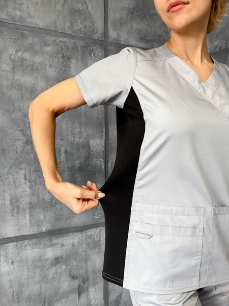 Жіночий медичний костюм Тіна сталь зі штанами Джоггер 025431 фото