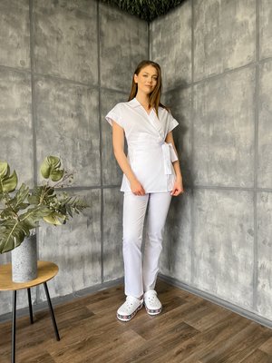 Женский медицинский костюм Сесил белый короткий рукав с брюками Стрит 011 фото