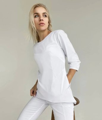 Жіноча медична куртка Маліка біла. Коттон 52 02569 фото