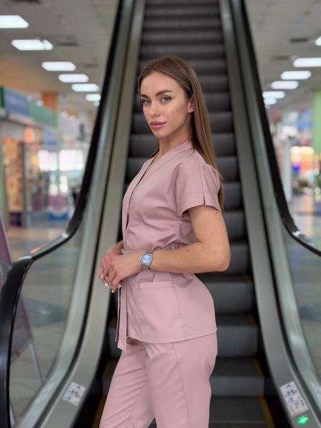 Жіночий медичний костюм Кіото ліловий короткий рукав зі шатанами Базік 5142 фото
