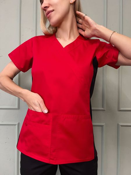 Женский медицинский костюм Тина красный с брюками Джоггер 44 1571 фото