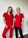Жіночий медичний костюм Тіна червоний зі штанами Джоггер 44 1571 фото 3