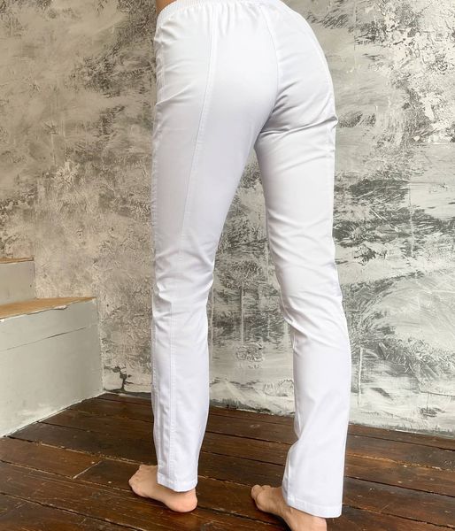 Женские медицинские брюки Слимс белые. Коттон 40 6298 фото